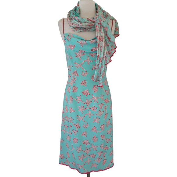 GEORGINA VON ETZDORF Floral print silk dress & scarf XS